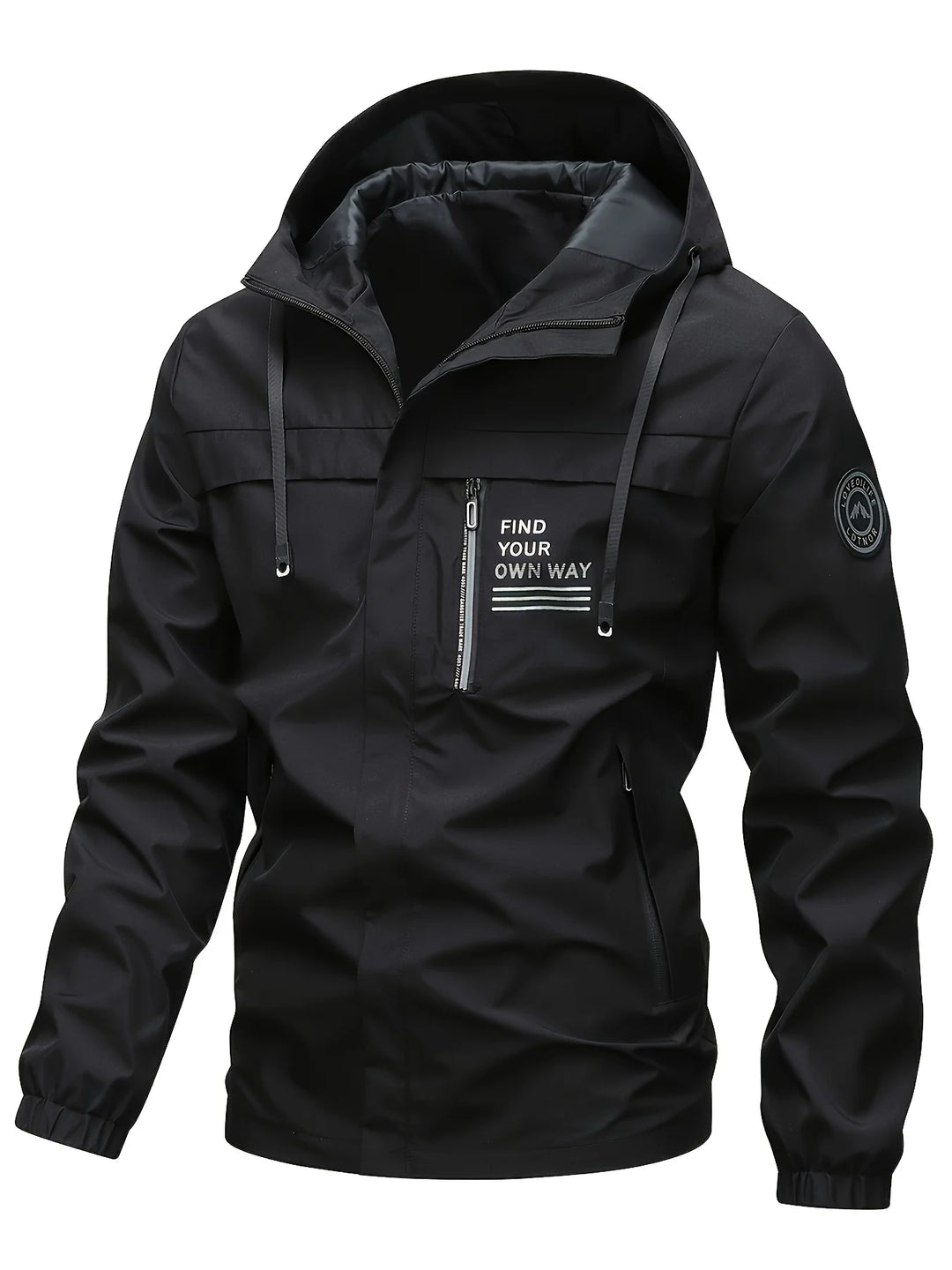 Herren-Freizeit Windjacke mit gerippten Ärmeln | Kapuze