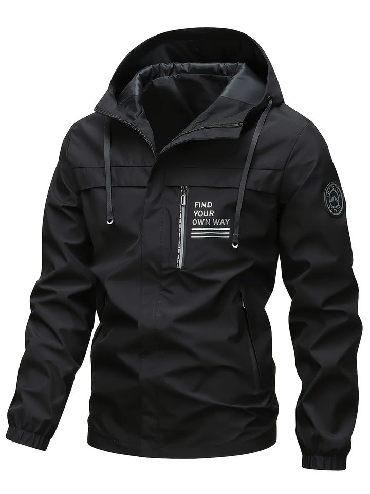 Herren-Freizeit Windjacke mit gerippten Ärmeln | Kapuze