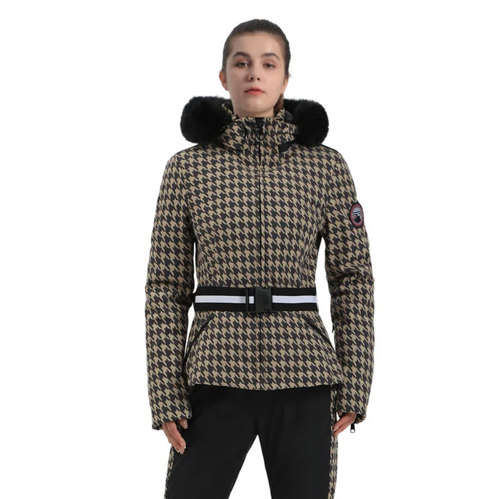 Strukturiert Ski jacke mit Kapuze für Damen | Praktisch