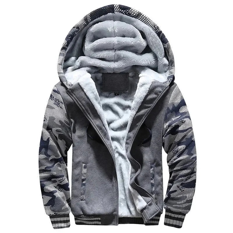 Dicke Fleece Steppjacke mit Kapuze für Herren | Funktional