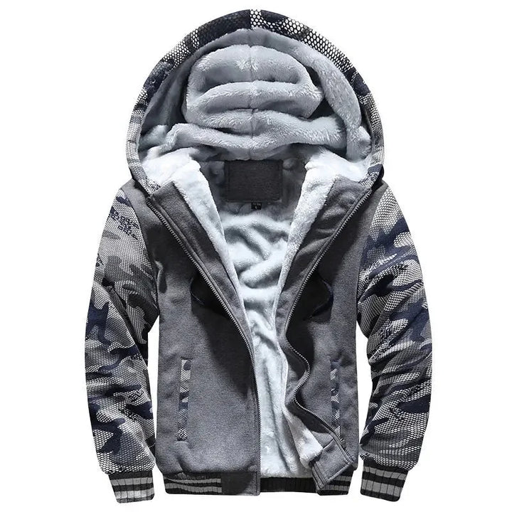 Dicke Fleece Steppjacke mit Kapuze für Herren | Funktional