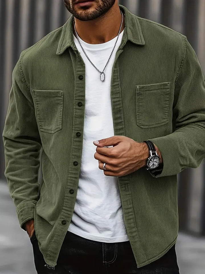 Herren Knopfleiste Hemd Cord Jacke | Warme