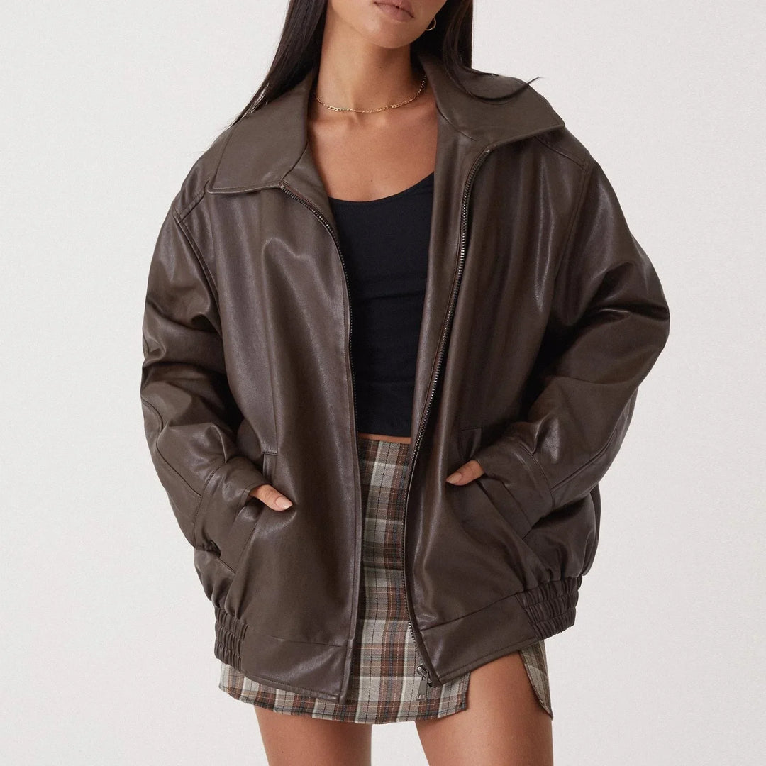 Lockere Jacke mit Reißverschluss und langen Ärmeln für Damen | Stilvoll