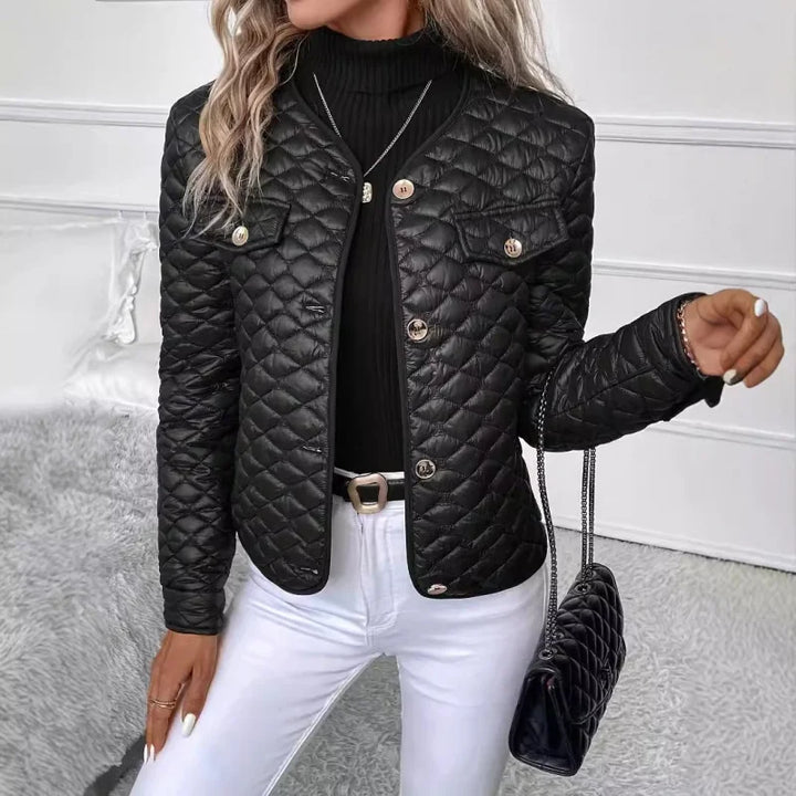 Damen Pufferjacke mit Fronttaschen | Knopfleiste