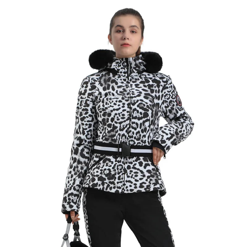 Strukturiert Ski jacke mit Kapuze für Damen | Praktisch