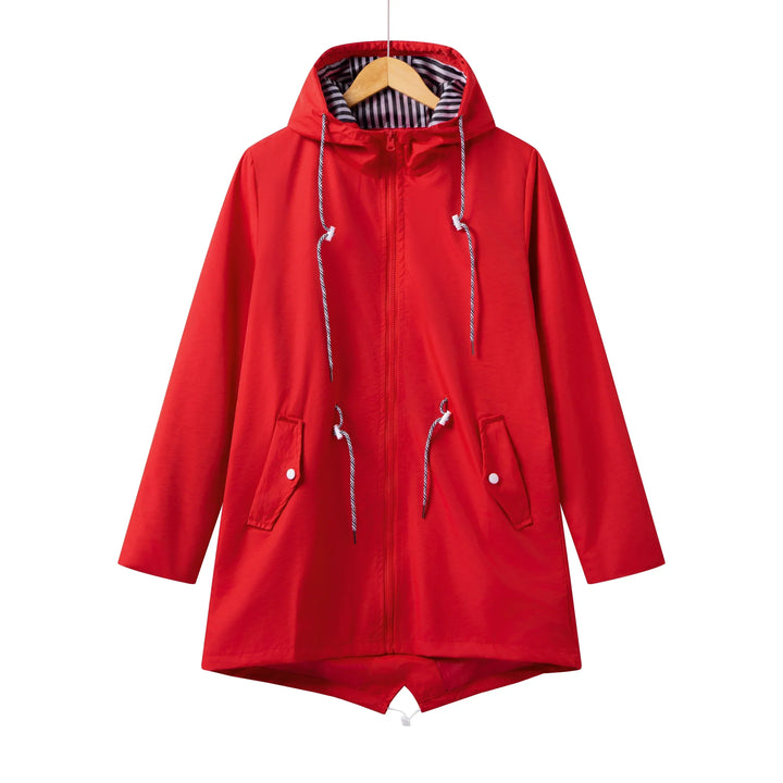 Modisch Wasserdichte Regenjacke für Damen mit Kapuze | Schlichte