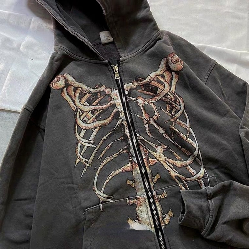 Kapuzenpullover mit retro-knochenprint