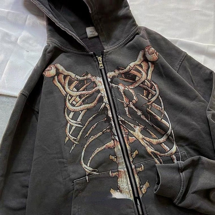 Kapuzenpullover mit retro-knochenprint