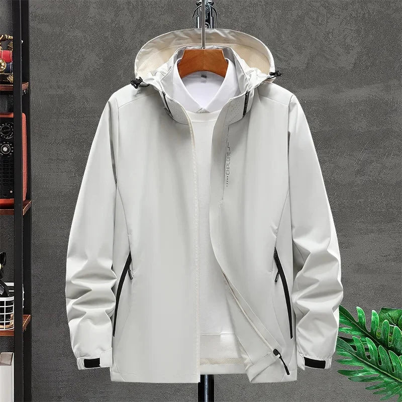 Unisex Schlank Passform Kapuze Windjacke | Reißverschluss