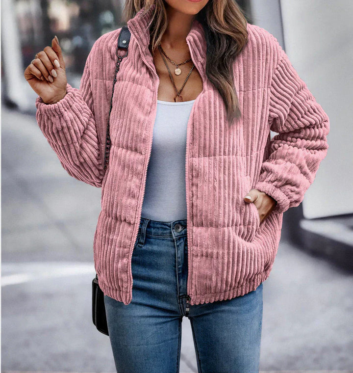 Damen Stepp Cord Jacke | Reißverschluss