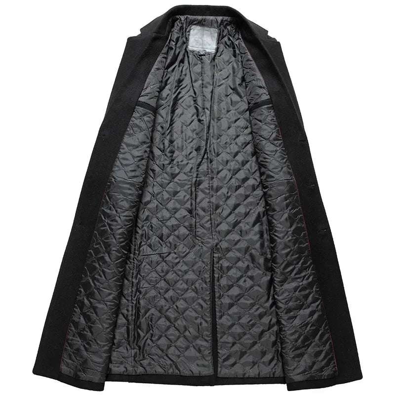 Schwarze Woll Jacke Lang für Herren | Wintermantel