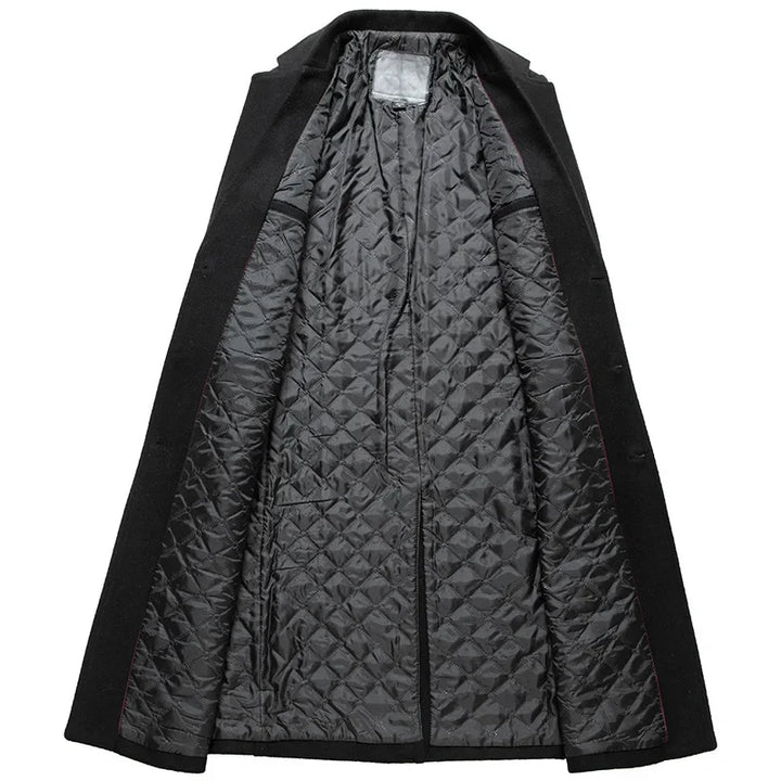 Schwarze Woll Jacke Lang für Herren | Wintermantel