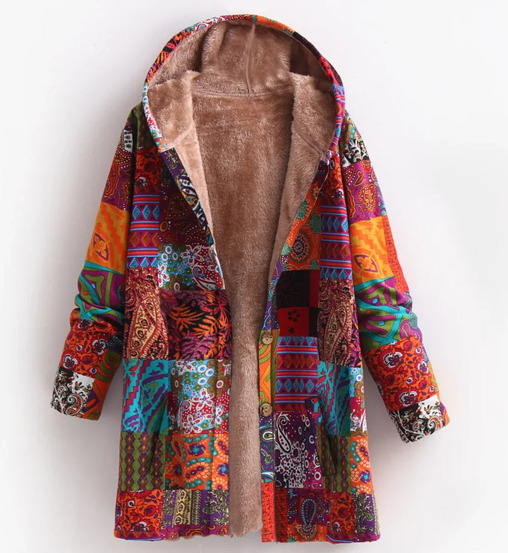 Fleece Jacke mit Print für Damen | Mit Kapuze