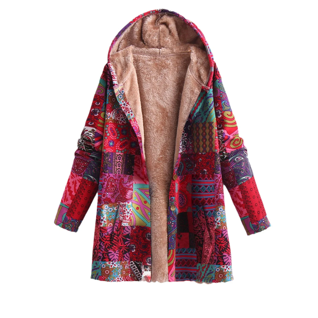 Fleece Jacke mit Print für Damen | Mit Kapuze