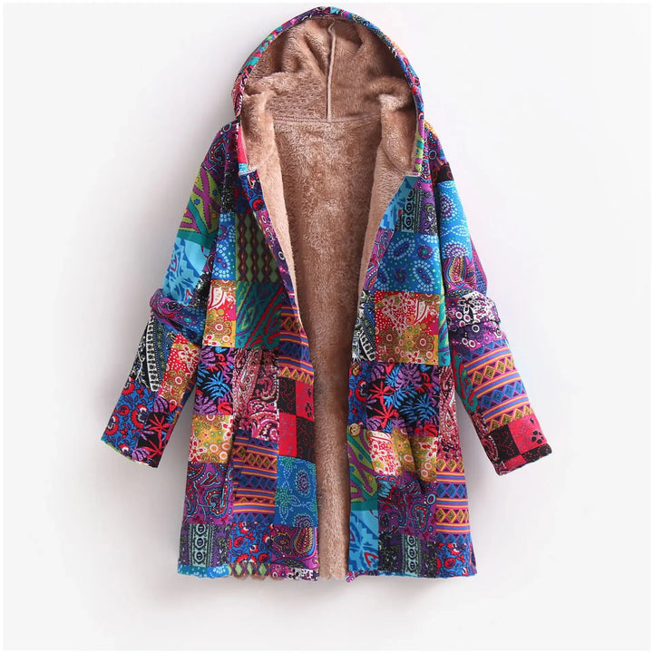 Fleece Jacke mit Print für Damen | Mit Kapuze