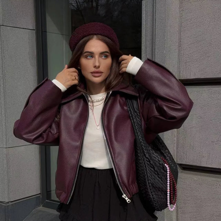 Stylische Bomberjacke mit Reißverschluss für Damen | Lässig