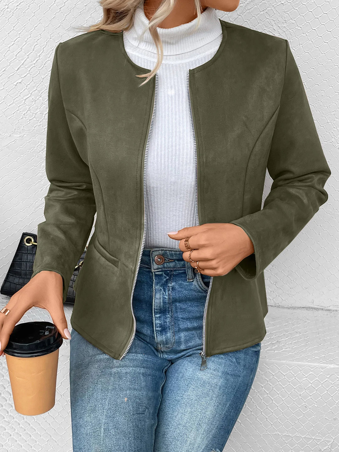 Damen Schlank Passform Übergangsjacke | Reißverschluss