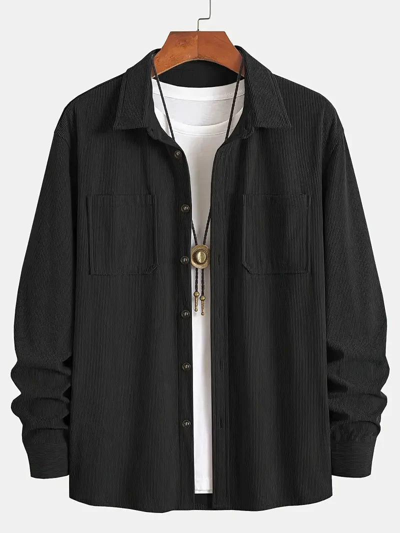 Herren Knopfleiste Hemd Cord Jacke | Warme