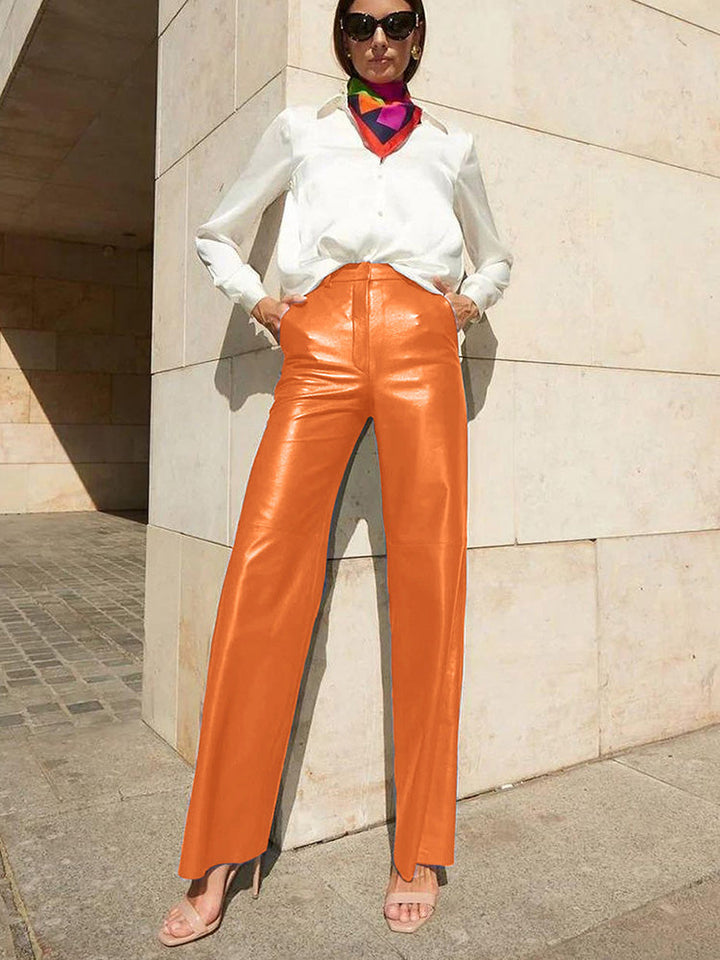 Elegante high-waist hose im lederlook