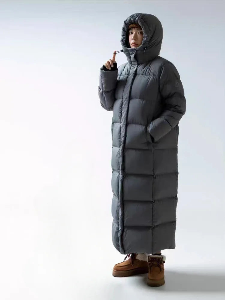 Lässige Winter jacke lang mit Kapuze für Damen | Zeitlos