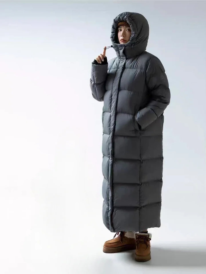 Lässige Winter jacke lang mit Kapuze für Damen | Zeitlos