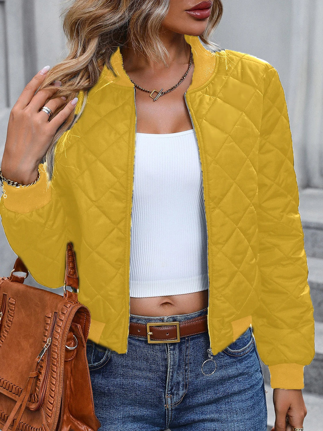 Damen-Steppjacke mit Stehkragen | Lange Ärmel