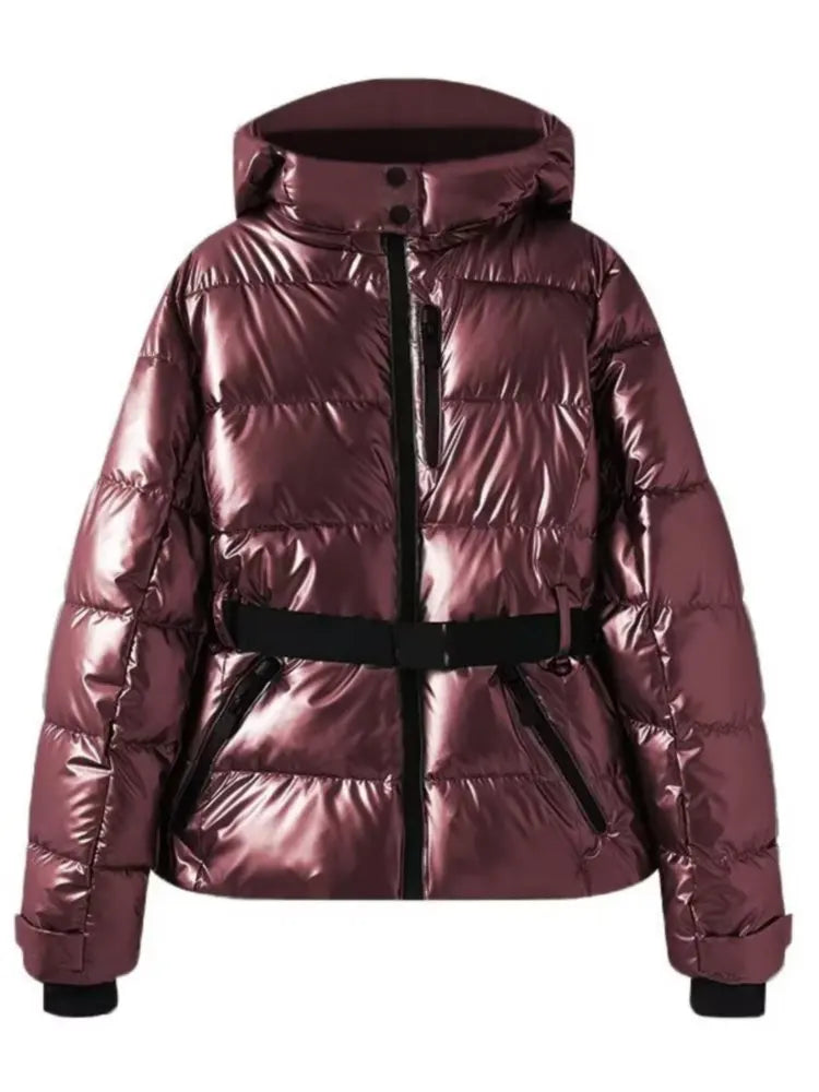 Gepolsterte Skijacke für Damen |  Mit Gürtel