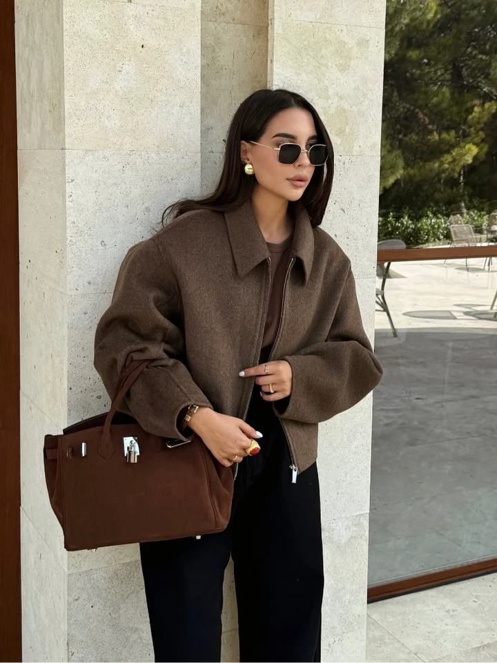 Kurz Woll Jacke für Damen | Kragen