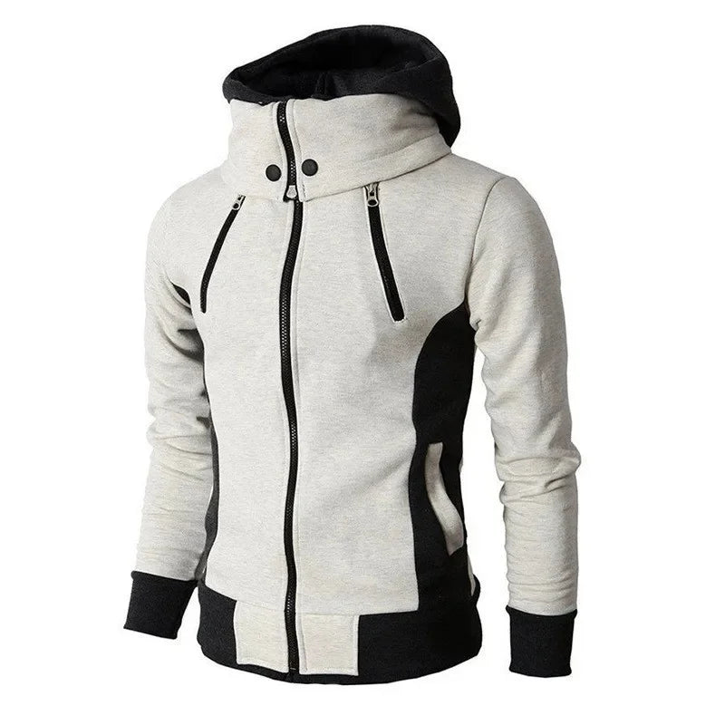 Herren-kapuzenjacke Mit Hohem Kragen Und Reißverschluss | Winter