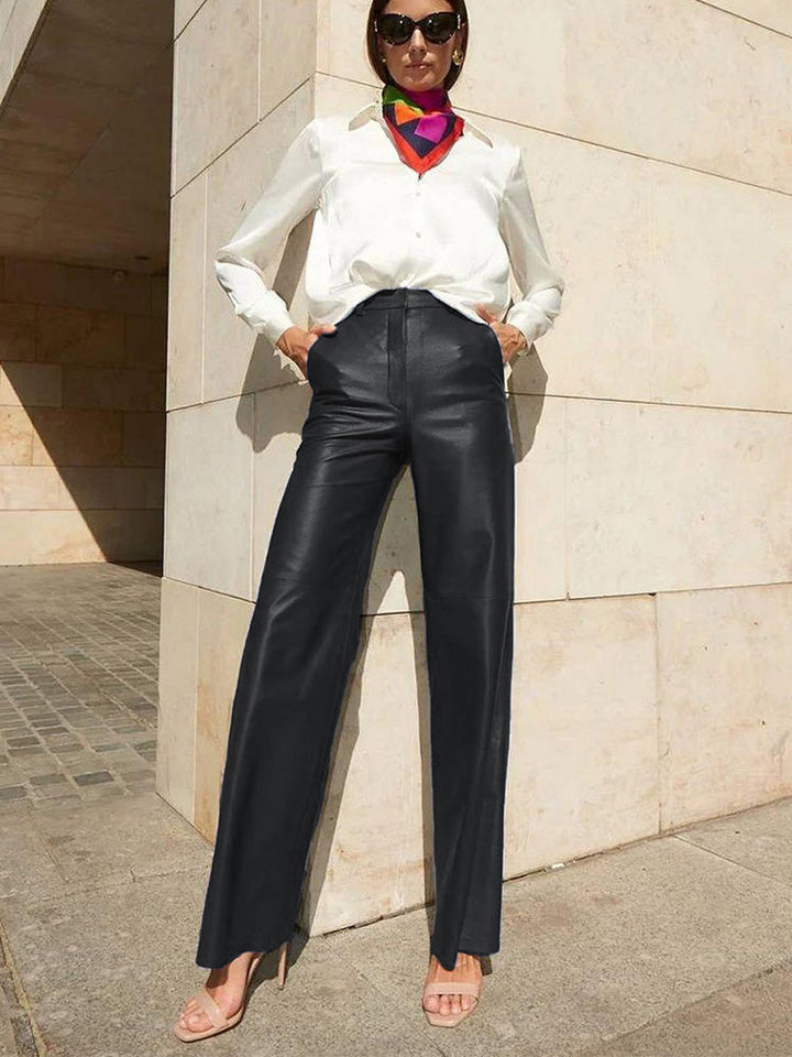 Elegante high-waist hose im lederlook