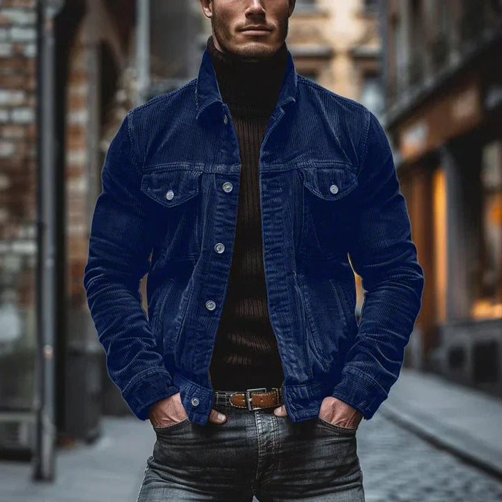 Herren Weinlese Knopfleiste Cord Jacke | Lange Ärmel