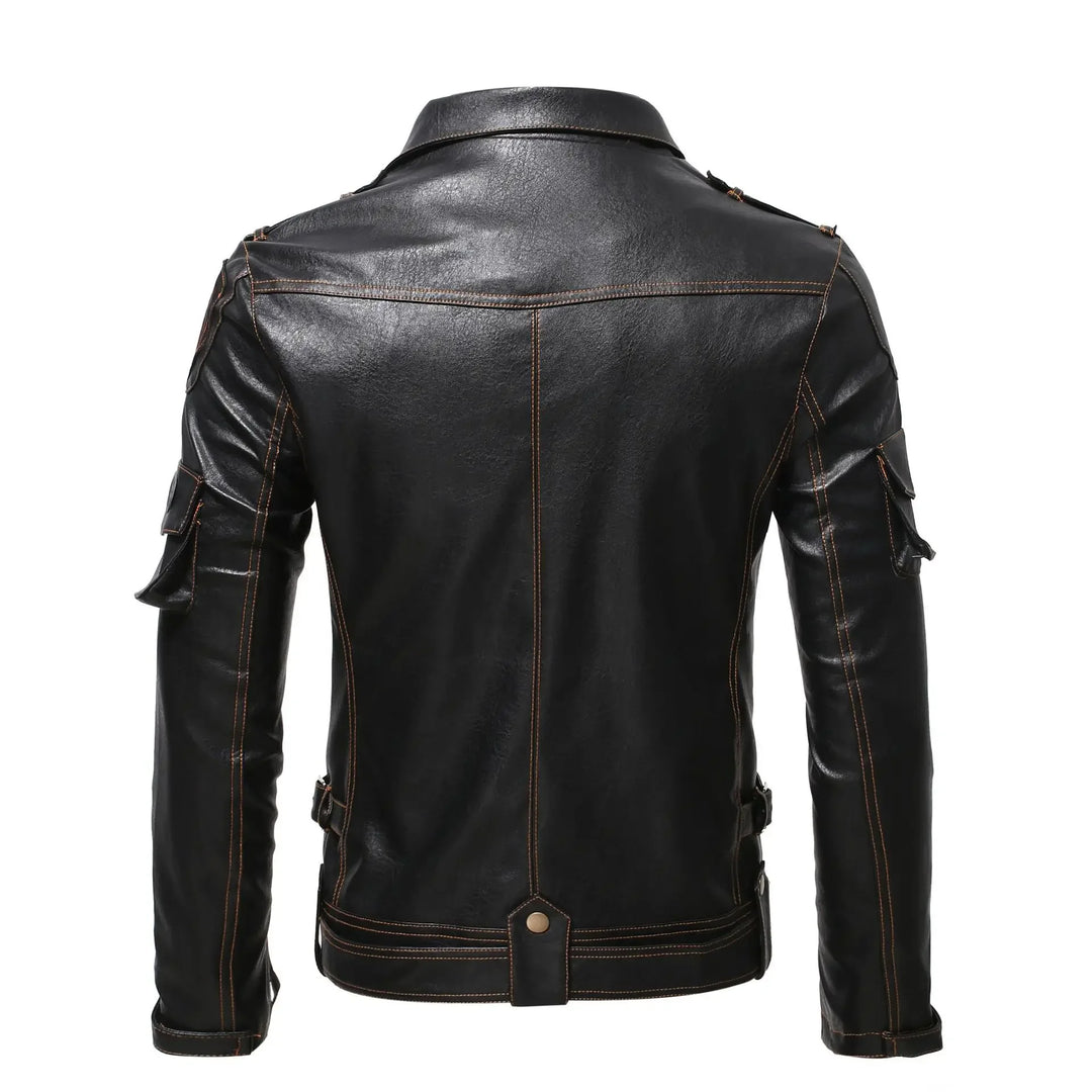 Herren-Bikerjacke mit Reißverschluss | Mehrere Taschen