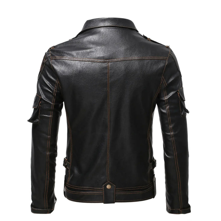 Herren-Bikerjacke mit Reißverschluss | Mehrere Taschen