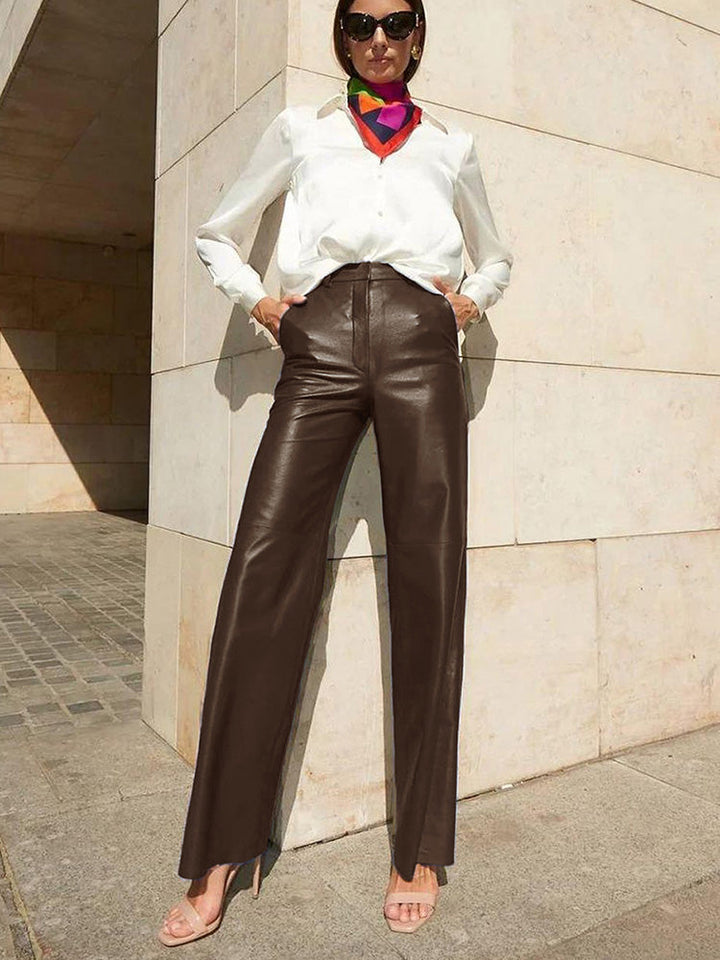 Elegante high-waist hose im lederlook
