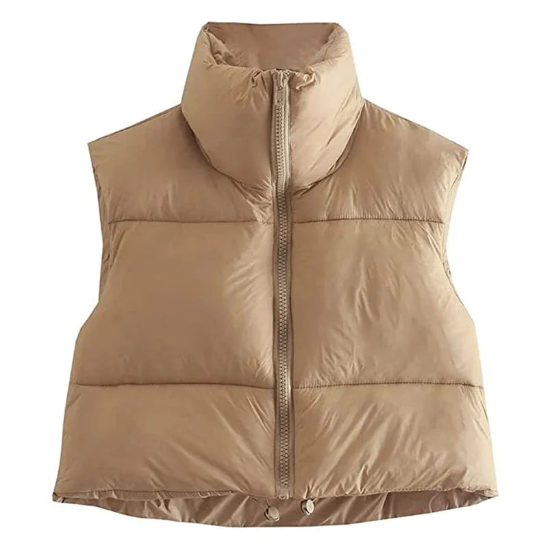 Damen Kurz Puffer Weste | Reißverschluss