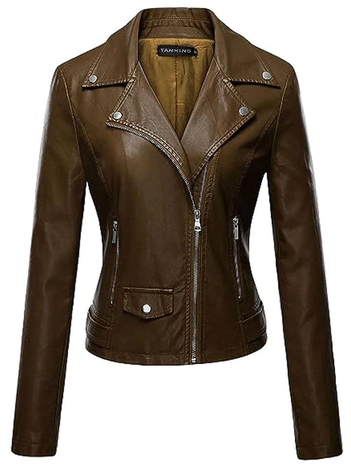 Lässige Jacke mit Revers und Reißverschluss für Damen | Modisch