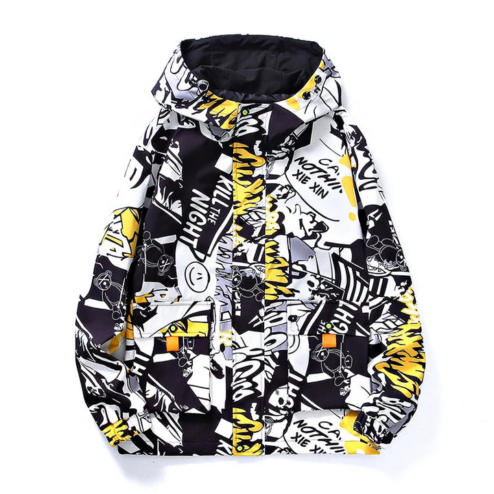 Herren Winter Jacke mit Aufdruck | Kapuze