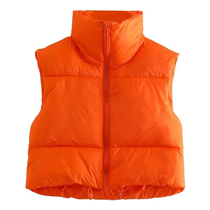 Damen Kurz Puffer Weste | Reißverschluss