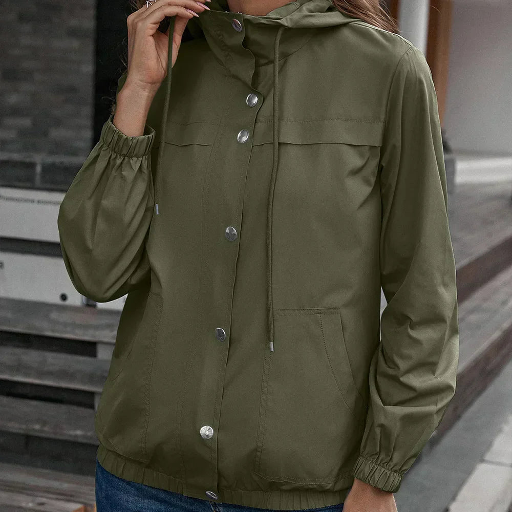 Wasserdichte und winddichte Regenjacke mit Kapuze  für Damen | Draußen