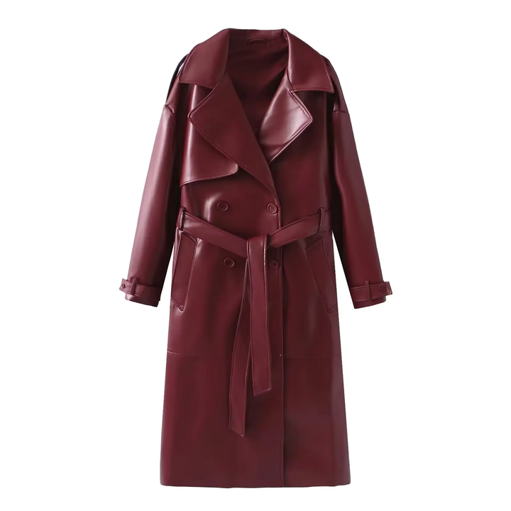 Damen Lange Weinlese Trench Coat | Gürtel