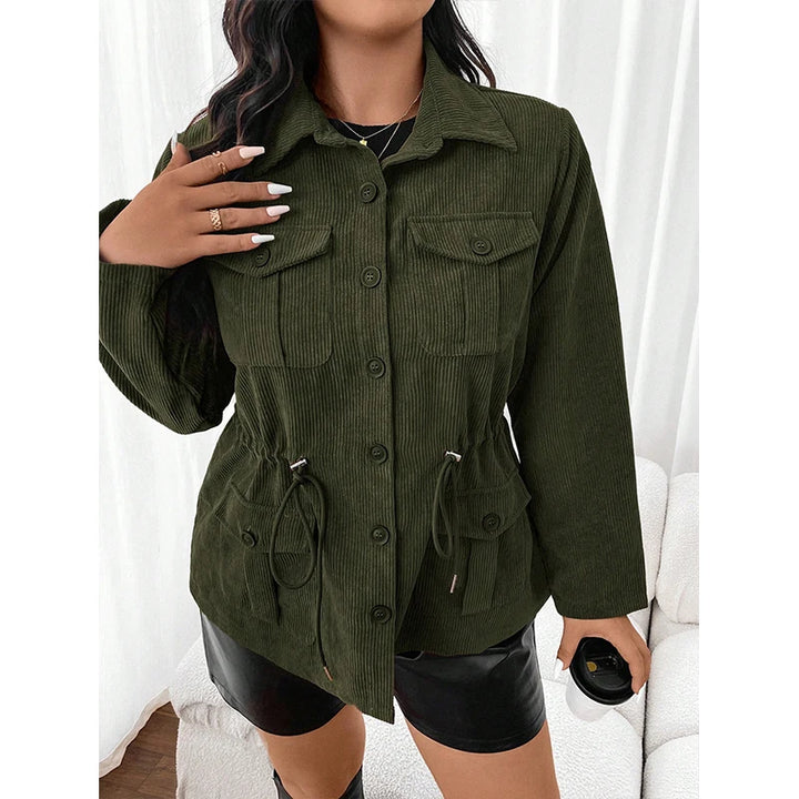 Damen Knopfleiste Cord jacke | Warme