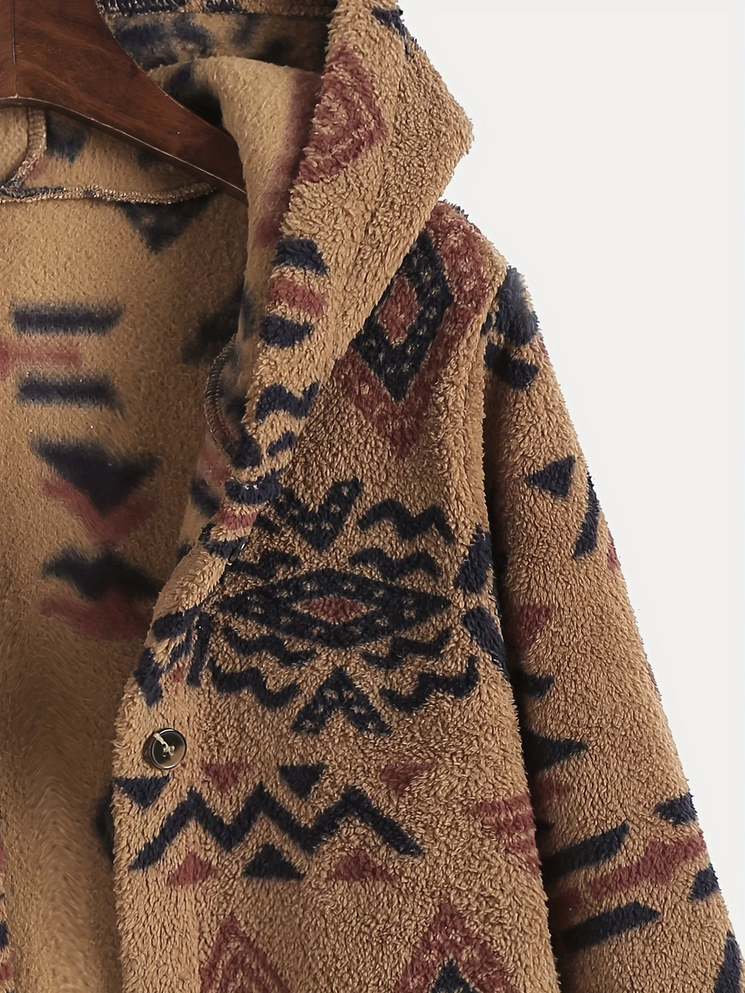 Fleece Jacke mit Azteken-Muster für Damen | Lang