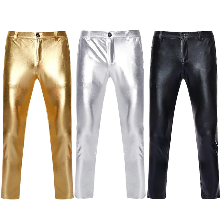 Moderne metallic-hose im lederlook für herren