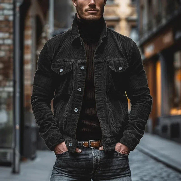 Herren Weinlese Knopfleiste Cord Jacke | Lange Ärmel