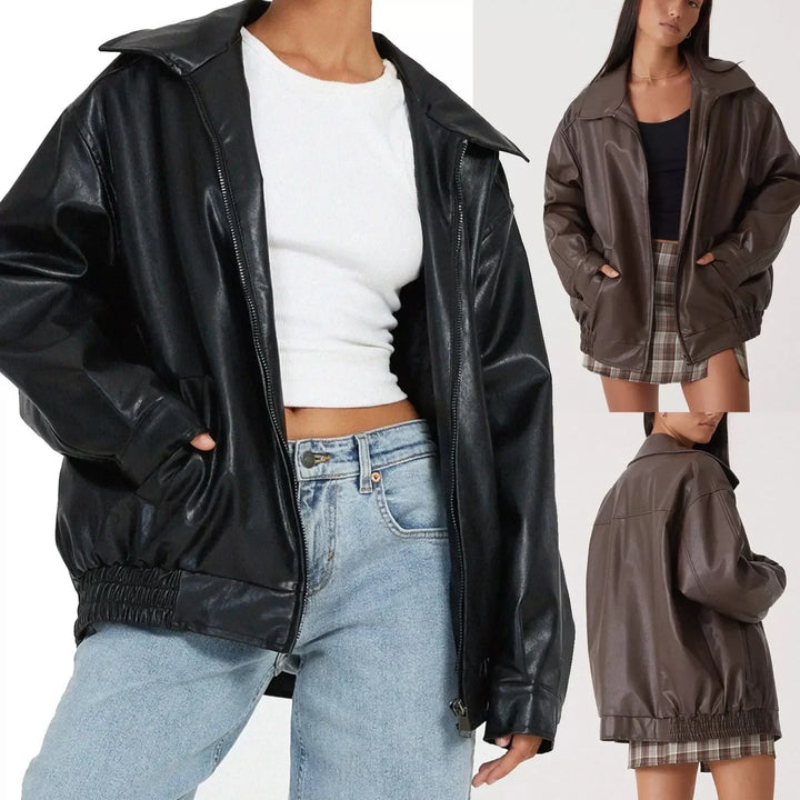 Lockere Jacke mit Reißverschluss und langen Ärmeln für Damen | Stilvoll