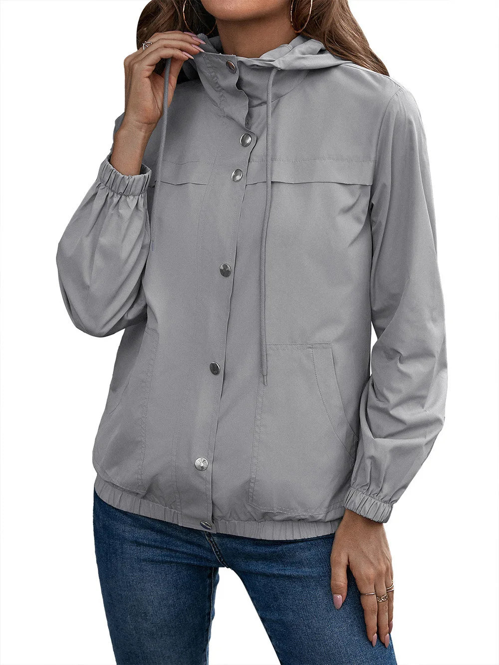 Wasserdichte und winddichte Regenjacke mit Kapuze  für Damen | Draußen