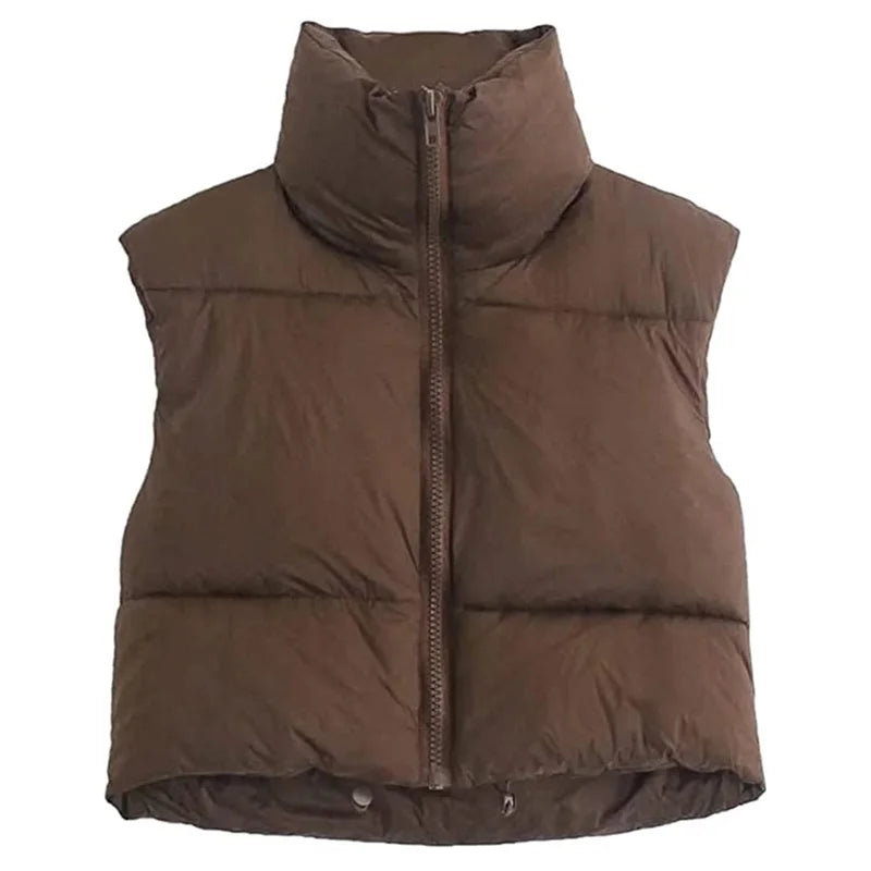 Damen Kurz Puffer Weste | Reißverschluss