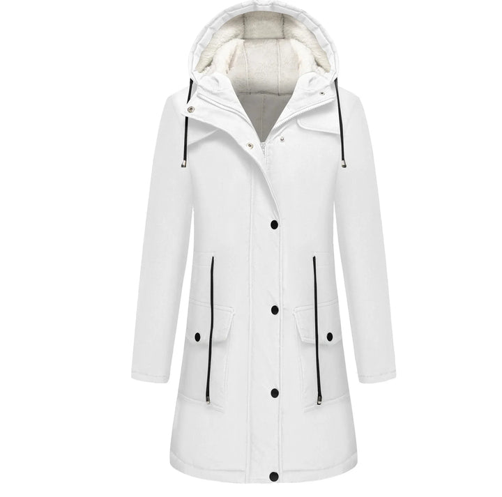 Damen Lange Winterjacke mit Kapuze | Warme