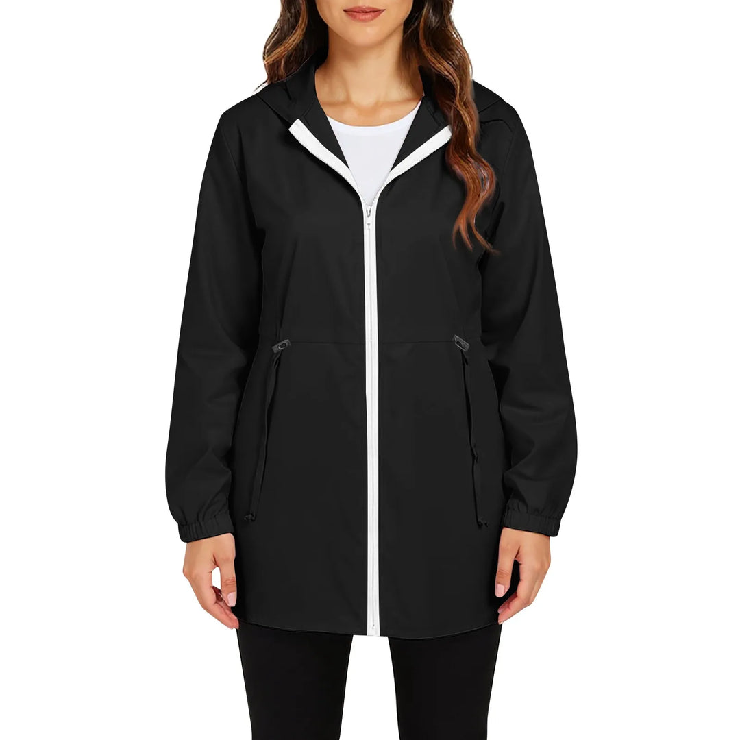 Damen-Windjacke mit langem Reißverschluss | Kapuze