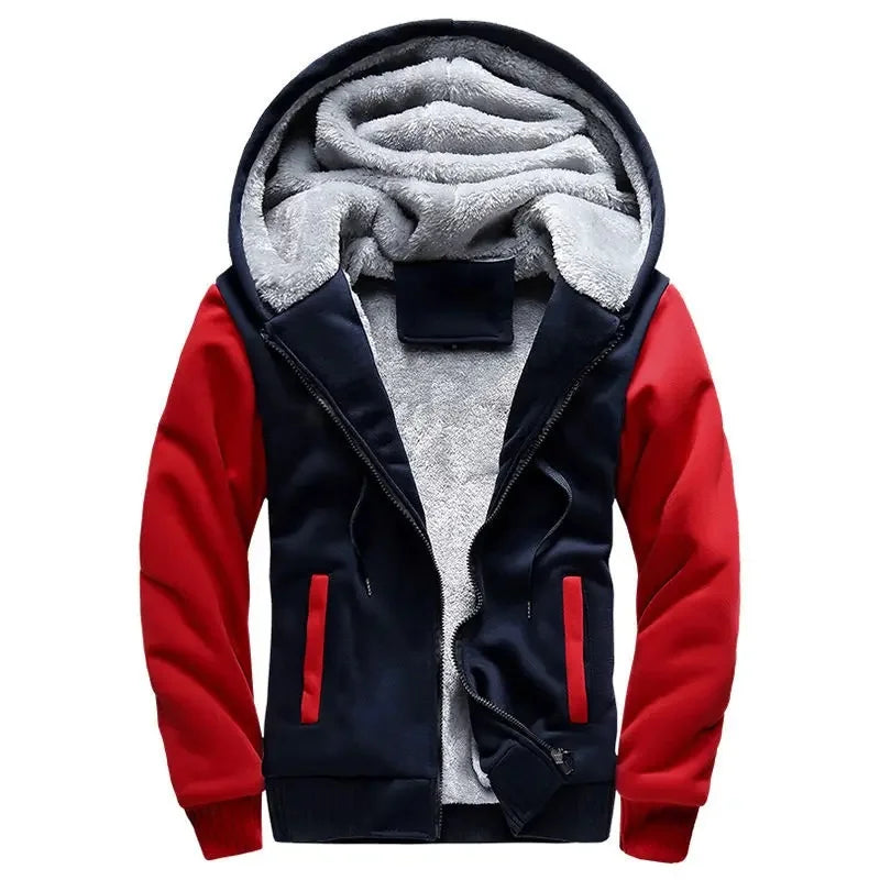 Dicke Fleece Steppjacke mit Kapuze für Herren | Funktional